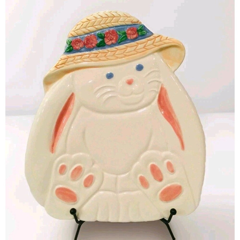 Treasure Craft Ceramic Bunny Rabbit Trivet Easter Wall Plaque USA